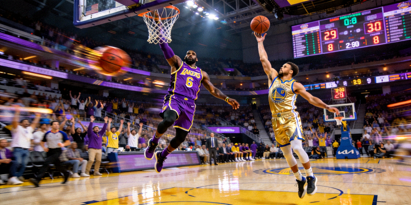 NBA篮球比赛精彩集锦画面 - 球员扣篮和三分投篮瞬间